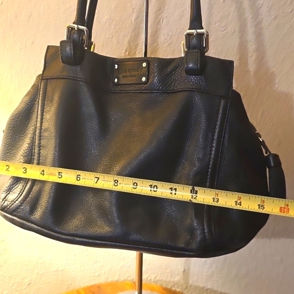 Kate Spade Top handle Pebbled leather Black Purse Bag neutral minimalist S.Large - Picture 14 of 15